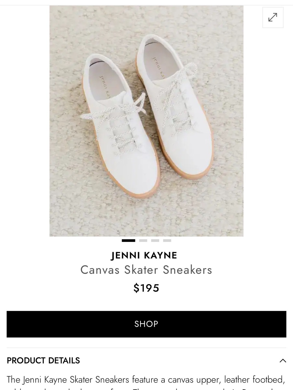 Jenni Kayne White Canvas Sneakers with Tan Sole